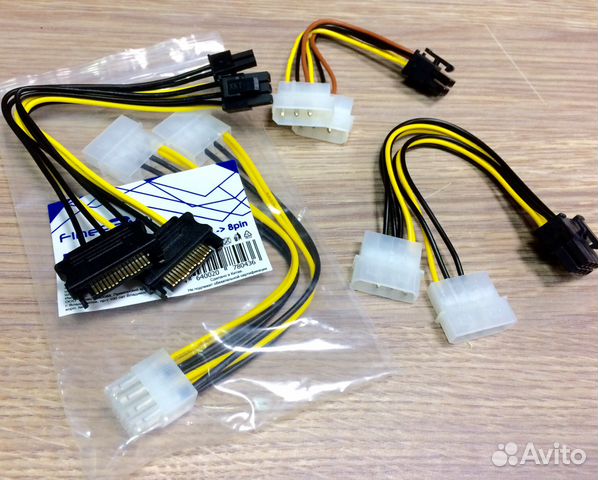 Переходники 2 molex на 6pin, 2 SATA на 6+2pin