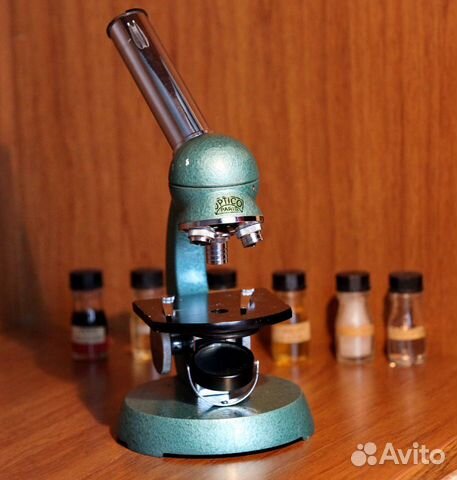 Старинный микроскоп optico paris