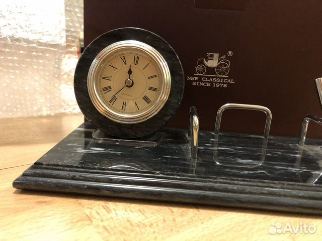 Набор настольный: часы, держатель для бум. блока