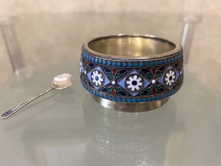 Солонка Эмаль Серебро 84 проба