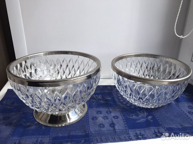 Ваза-салатник с мельхиоровым ободком и др