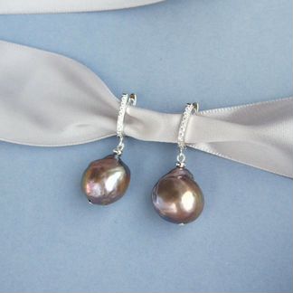 Серьги черный барочный жемчуг