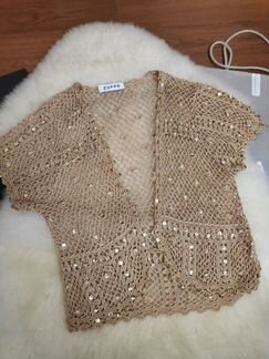 Нарядная накидка на открытое платье золотая