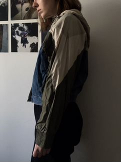 Комбинированная джинсовая куртка/ветровка/бомбер P