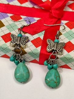Серьги с красивой бирюзой