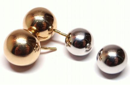 Крупные золотые серьги шары 585 пробы