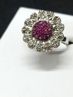 Серебряное кольцо с алмазами и цирконами