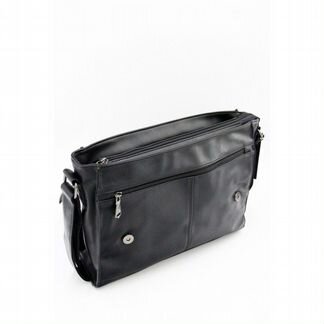 Three-Box сумка через плечо черная экокожа