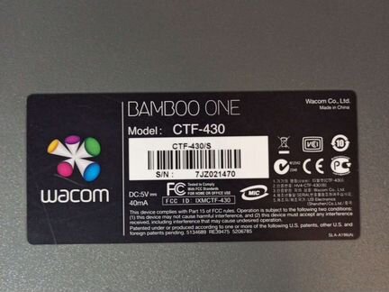 Графический планшет Bamboo One CTF-430