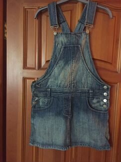 Джинсовая юбка-комбинезон размер S