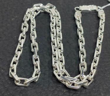 Серебряная цепь, якорная, 61,3 грм, 60 см