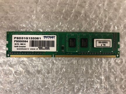 Оперативная память Patriot 1 гб 1333Mhz DDR3