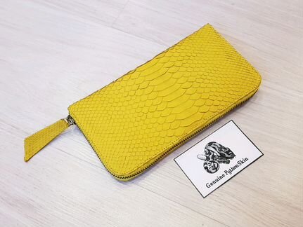 Кошелек желтый из кожи питона настоящий