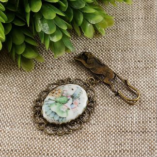 Брошь-булавка Зайка Зайчик Кролик мятная зеленая