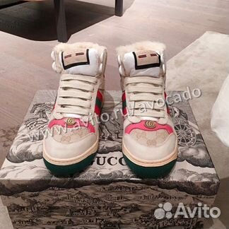 Кроссовки с мехом Gucci
