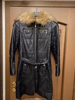 Кожаное пальто Зимнее на подкладке из кролика