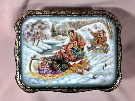 Шкатулка авторская (лаковая миниатюра), Федоскино