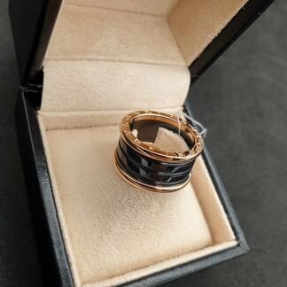 Кольцо Bvlgari розовое золото, керамика