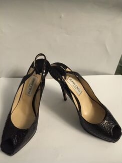 Питоновые черные босоножки Jimmy Choo