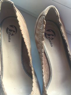 Туфли бежевые с открытым носом нубук