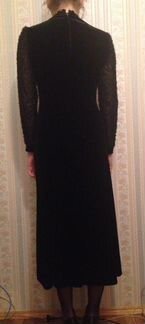 Концертное вечернее бархатное черное платье