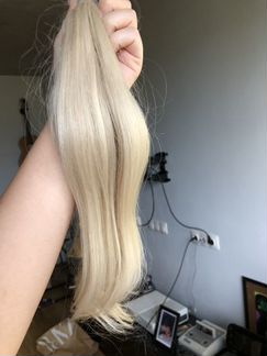 Волосы блонд на капсулах 50 см