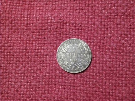 Монета South Africa 1 шиллинг 1896 год (XF) Silver