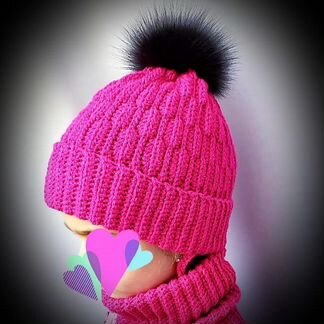 Детский комплект шапка снуд повязка