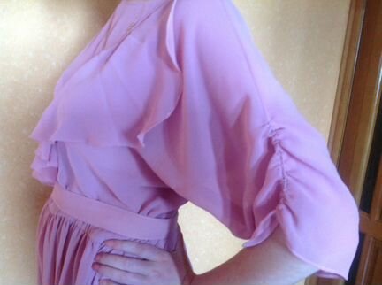 Платье нежно-розовое, шифон, 44-46