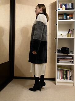 Шуба из овчины. Мутоновая шуба. Меховое пальто