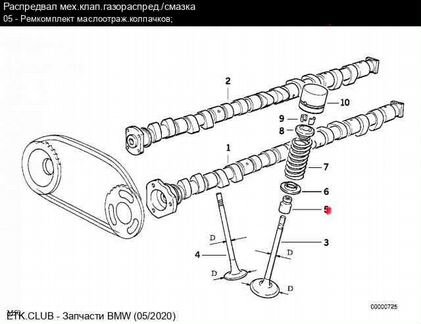 BMW маслосъемные Колпачки M54 № 11349064457