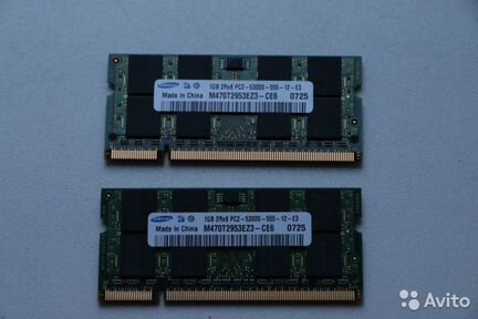 Оперативная память samsung DDR2 2 шт пол 1г