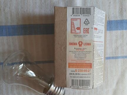 Лампочки накаливания Lisma - 95 Bт Остатки