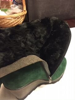 Сапоги зимние новые замш + перчатки