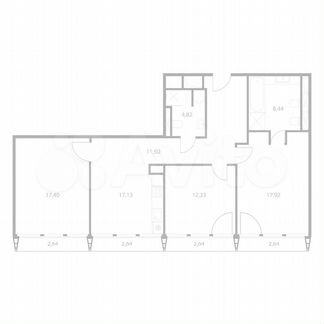 2-к апартаменты, 95.4 м², 10/11 эт.