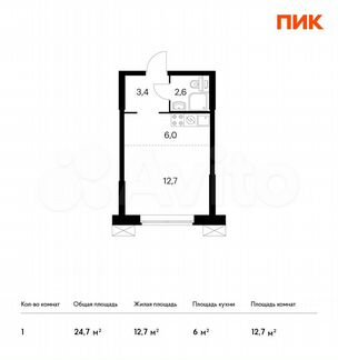 Апартаменты-студия, 24.7 м², 19/28 эт.