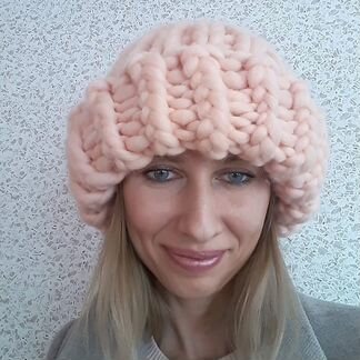 Шапка хельсинки из мериносовой шерсти. Вязаная шер