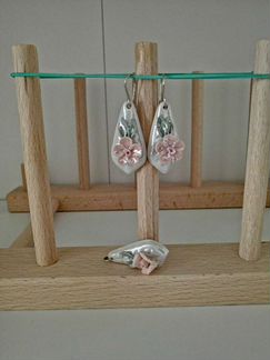 Фарфоровые серьги и кулон, винтаж