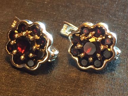 Серьги серебро с чешскими гранатами