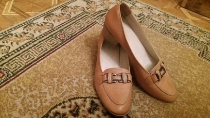 Туфли-макасы женские, бежевые, 37 разм. Натуральна