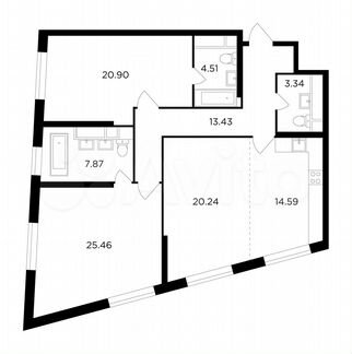 3-к квартира, 110.3 м², 19/29 эт.