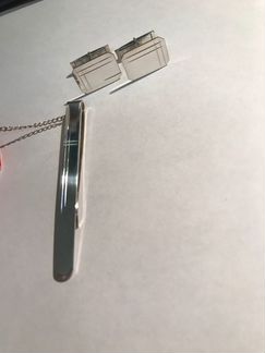 Комплект запонки + зажим для галстука серебро 925