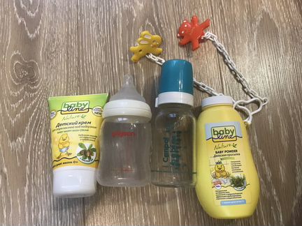 Крем, Baby line присыпка, бутылочки для кормления
